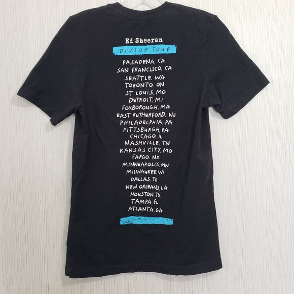 EI-LO Ed Sheeran Divide World Tour 2017-2019 Concert Tee Black and Blue size S - Picture 6 of 8